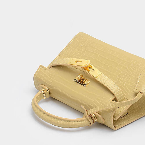 Luxury Yellow Crocodile Skin Women's Handbag Crossbody Bag