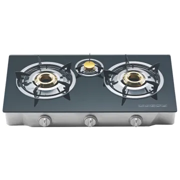 Three Burners Gas Cookers Desktop Gas Cooktop Tempered Glass 3 Hobs Gas Stove