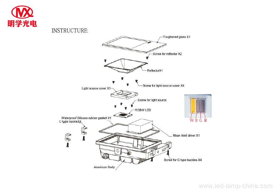 20W RGBW 4 zone control flood light