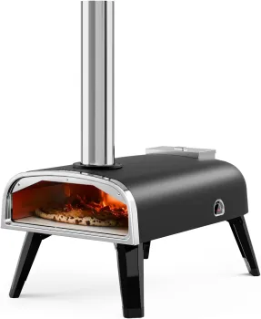 Outdoor Portable Wood-Fired Pizza Oven with Fold-Up Legs and Cover