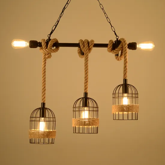Retro Style Farmhouse Chandelier Pendant Lights - Bird Cage Design for Kitchen, Home Bar, Cafe