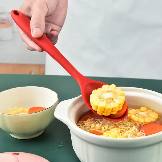 Hot Sale: Colorful Silicone Kitchen Spoons - Heat-Resistant & Non-Stick Serving and Stirring Tools