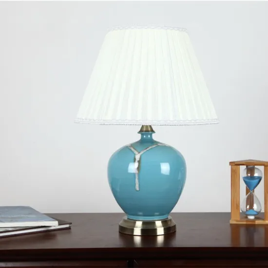 Modern Chinese Ceramic Table Lamp With Antique Brass Base Hand Painted Table Lamp For Living Room Table Light LT-2308