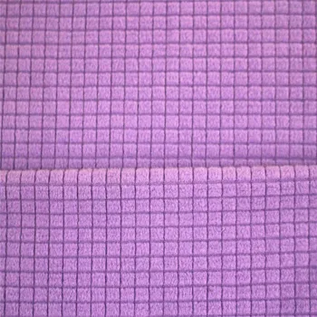Purple Plaid Checked Jacquard Knit Brushed Fleece Fabrics