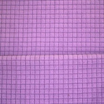 Purple Plaid Checked Jacquard Knit Brushed Fleece Fabrics