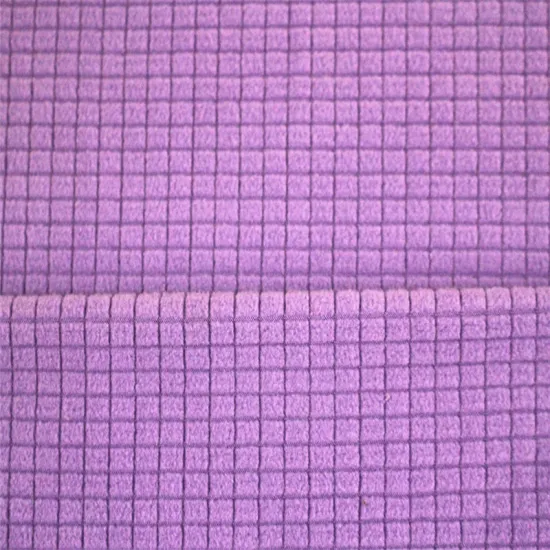 Purple Plaid Checked Jacquard Knit Brushed Fleece Fabrics