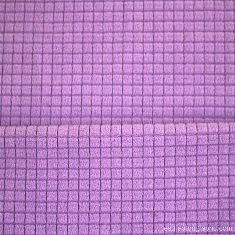 Tejidos de vellón cepillado de punto jacquard a cuadros morado