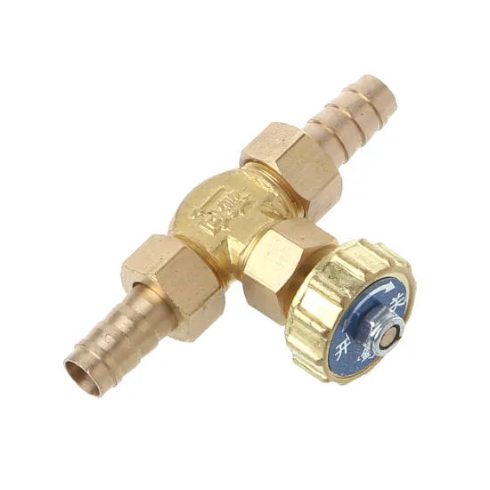 Elbow Brass Needle Valve 10mm Propane Butane Gas Adjuster Barbed Spigots 1 Mpa