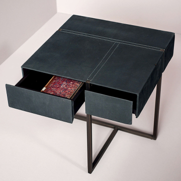 Italian-Style Solid Wood Ultra-Fiber Leather Bedside Storage Cabinet