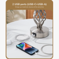 46CM Metal USB Lamp Set Grey Linen Shade