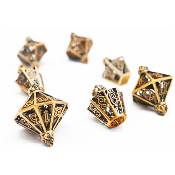 LM DND DICE SET: زجاجة نبيذ متألقة زهر معدني مجوف مع صندوق الصفيح