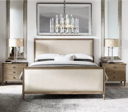 Modern French Mid-Century Wooden Furniture Classic Enclosed Headboard