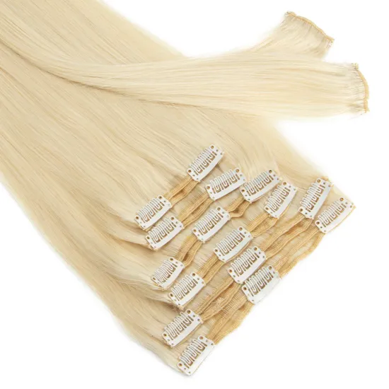 8 pieces Silky Straight Clip In Sets 100% Remy Human Hair Extensions 170g platinum Blonde Clip In Malaysian Hair extensions