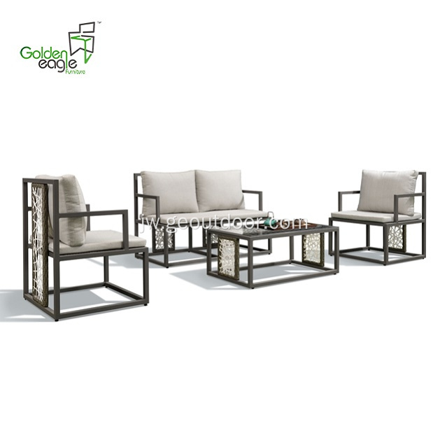 4pcs aluminium desain sofa wicker anyar