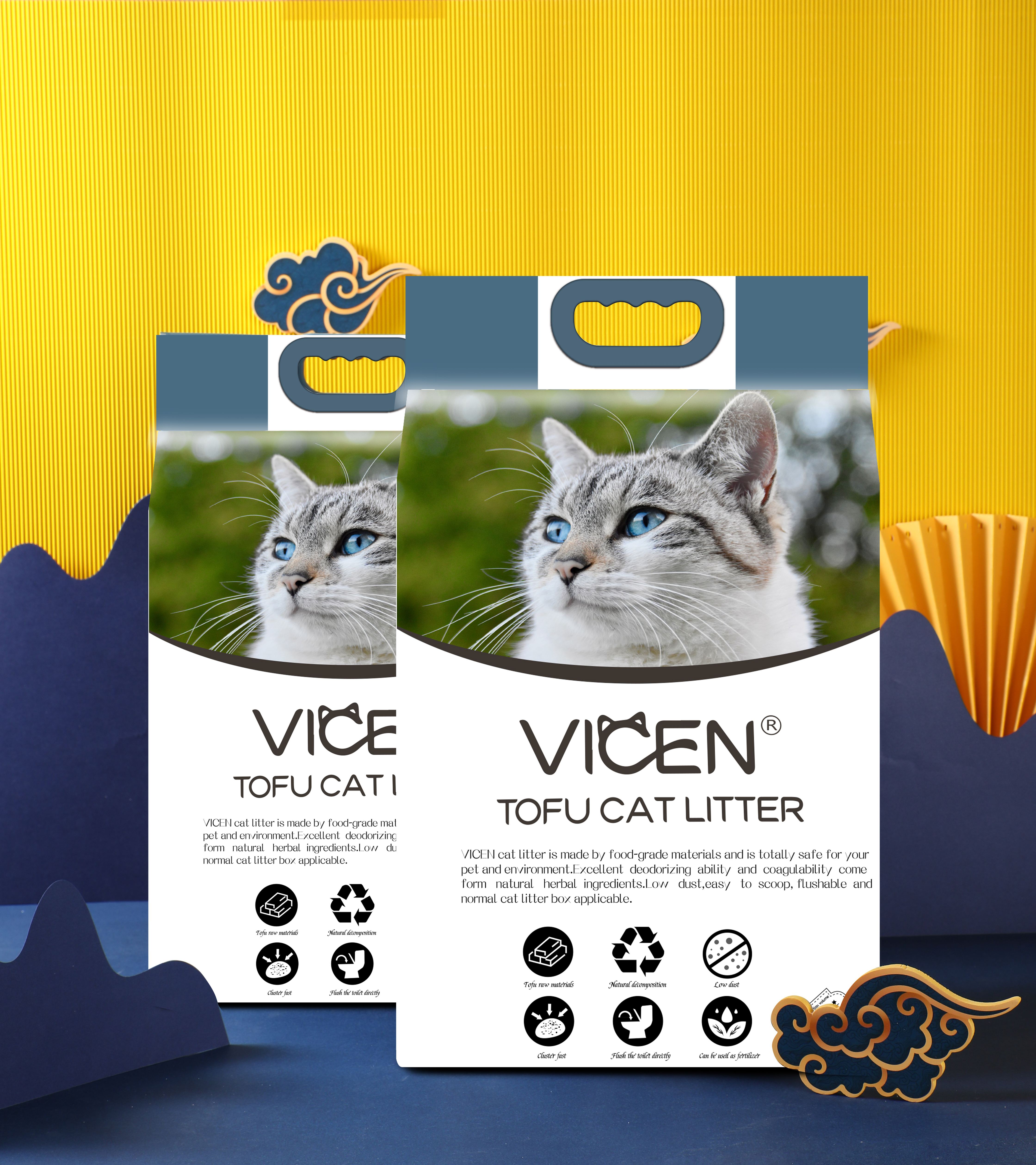 Luteras de gato tofu premium para cuidado de mascotas ecológicos