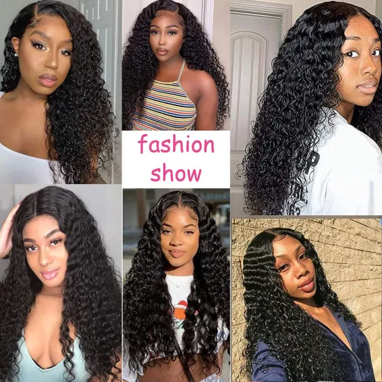 Water Wave Glueless Half Lace Front Wig,Transparent Hd 13X6 Lace Wigs For Black Women,Brazilian Curly 360 Lace Human Hair Wig