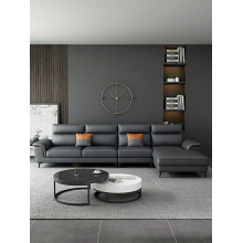 Conjunto de sofá en forma de L negro contemporáneo