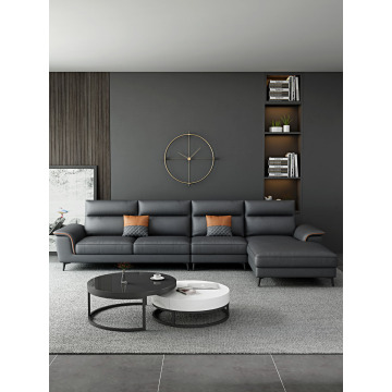 Conjunto de sofá en forma de L negro contemporáneo