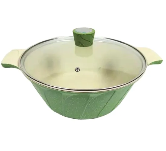 Aluminium Kitchen Ware Non Stick Cookware Set with Ceramic Pots and Glass Lid