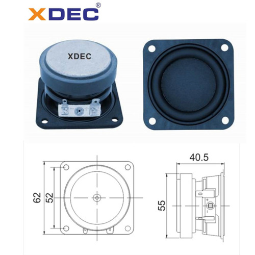 62mm 4ohm 10w rms ferrite square bass loudspeaker