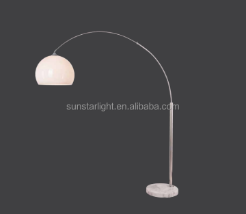 Arched Steel Floor Lamp with Adjustable Acrylic Shades and Marble Base