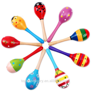 TTY6901-2 Kids Montessori Educational rattle Wooden Toys sand hammer wooden hand bell for children