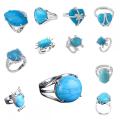 Assorted Natural Blue Turquoise Rings Owl Shape Ring for Women Quartz Crystal Heart Rings for Women Wedding Adjustable ring