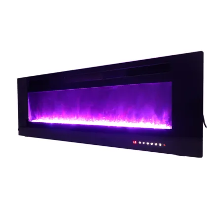 76-18 to 76-22 Inches Twin Crystal Regency Table Marble Linear Bioethanol Electric LED Fireplace Insert with Wood Lamp and Blower