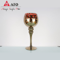 Ato red leaf τυπωμένο γυαλί candlestick home ντεκόρ