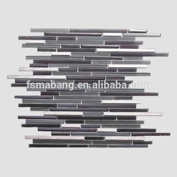 MBL4010 Grey Mixed Slim Glass Tile and Aluminum Metal Mosaic
