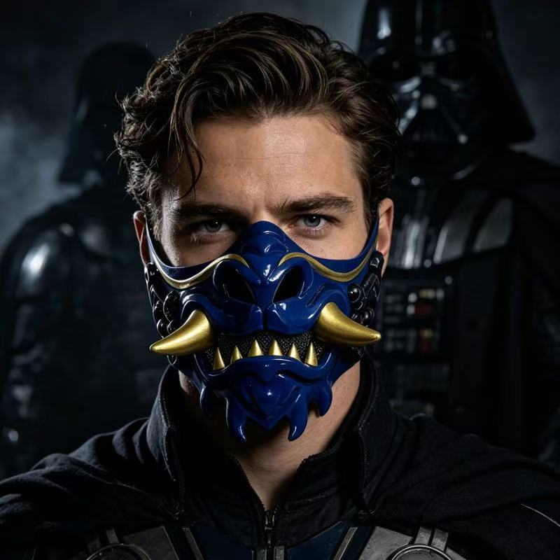 Japanese Oni Half Face Cosplay MaskJapanese Oni Half Face Cosplay Mask