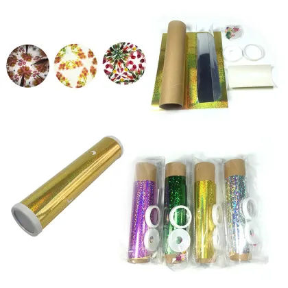 DIY Colored Rotating Kaleidoscope Kits Science Experiment Educational Craft Kid Brain Hands-Eyes Cooperation Training Toy 1 Set