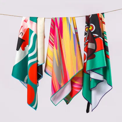 Custom Printed Microfiber Sand-Free Beach Towel - Recycled Plastic Beach Towels