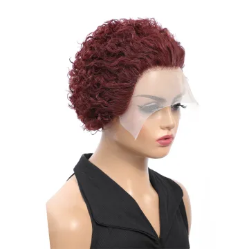 XCCOCO Lace Front Human Hair Wigs For Black Women Jerry Curl Pixie Cut Wig Brazilian Remy Hair Pixie Cut Wig
