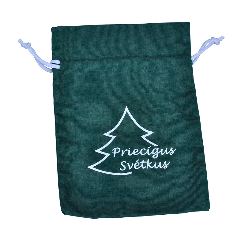 Green Cotton drawstring pouch/packaging bag for jewellery 
