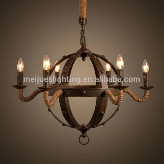 Newly design 6 head glass hemp rope chandelier chandelier light modern design chandelier centerpieces for wedding decor table