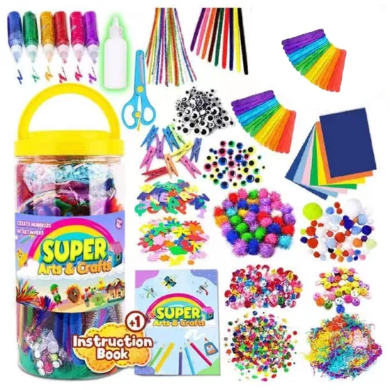 Assorted Wood Art Craft Supplies Pack for Kids: Includes Plastic-Handled Pots in Bulk for Home Use