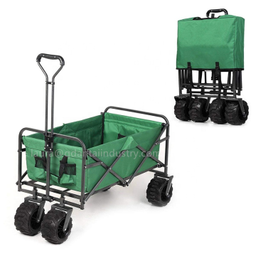 Portable Black Steel Frame Foldable Metal Beach Wagon Cart
