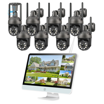8CH WiFi PTZ Video Surveillance Camera System with 12 Inch LCD NVR Kit - 3MP Wireless Security Camera
