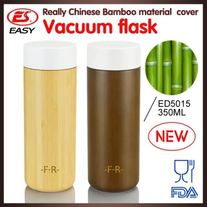 Hot Selling Bamboo Vacuum Insulated Stainless Steel Thermos Cup With engraved logo