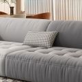 Tela de viento crema minimalista sofá de pierna recta