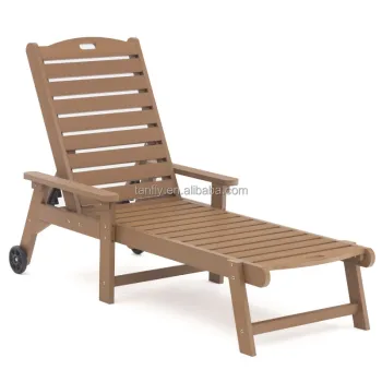 Modern Outdoor Beach Sun Loungers - HIPS Plastic & Teak Wood Poolside Furniture