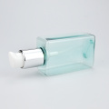 50ml 100ml 150ml 200ml 400ml flat square bottle container green pet bottles with pump lid