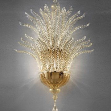 French Style Feather Glass Wall Lamp for Living Room and Bedroom