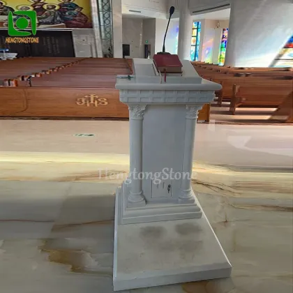 White Marble Religious Alter Sculpture Table