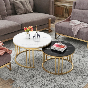 Solid Wood Metal Contemporary Living Room Furniture Set for Hotel Apartment Coffee Table