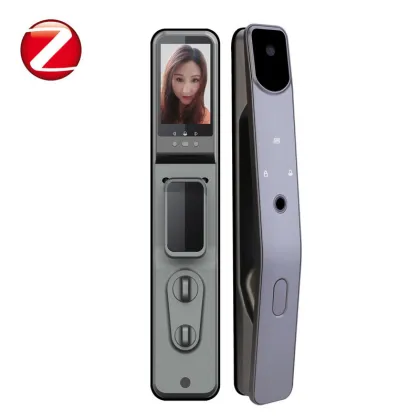 Tuya Zigbee Smart 3D Face Recognition Waterproof Fingerprint Video Door Lock with LCD Screen