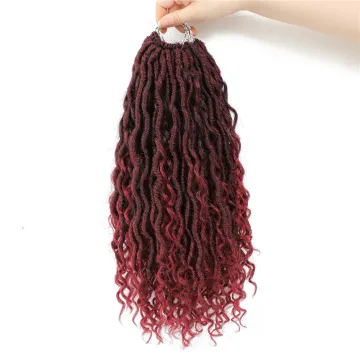 X-TRESS Natural Ombre BURG Faux Locs With Curly Hair Synthetic River Goddess Locs Passion Twist Crochet Braiding Hair Extension