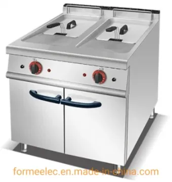 Cabinet Type Vertical Fryer 2-Tank 2-Basket Electric Fryer with Cabinet