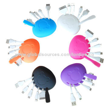 Portable 5-in-1 USB Data Cables for iPhone and Smartphones, OEM Orders Welcomed